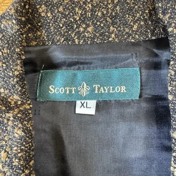 VTG Scott Taylor Womens Black Tweed Knit Blazer Jacket Size XL Button Front - Picture 2 of 6